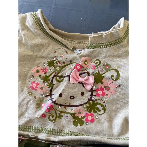 Build A Bear, Rare, Green Hello Kitty Sanrio T-shirt & Camouflage Skirt. B 572 - Picture 2 of 4